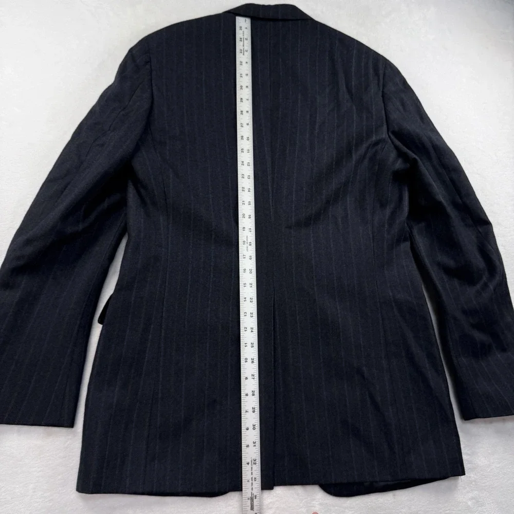 Vtg Chaps Ralph Lauren Tweed Suit Mens 42L 34x35 100% Wool Navy Stripe Union USA
